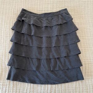 Tory Burch Charcoal Tiered A-Line Skirt 100% silk/soie
